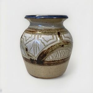 VTG Krause Hand Made Vase Pot Studio Art MCM Pottery 88 Signed‎ 4" Small